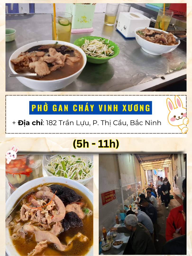 Địa chỉ nhà hàng, quán ăn ngon rẻ ở Bắc Ninh. Phở gan cháy Vinh Xương