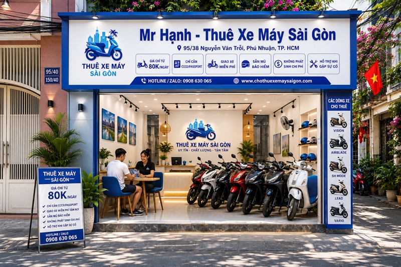 Địa chỉ thuê xe máy ở Sài Gòn. Cửa hàng thuê xe máy uy tín ở Sài Gòn