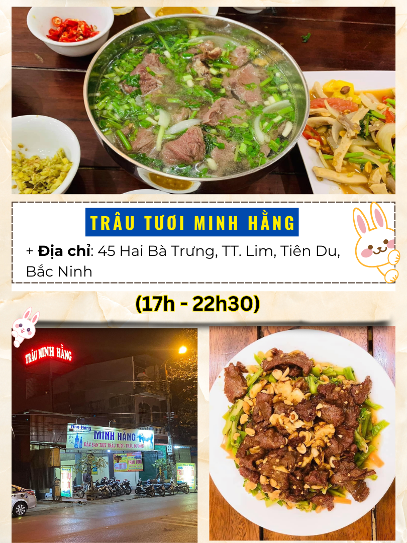 Quán ăn nào ngon ở Bắc Ninh. Trâu tươi Minh Hằng