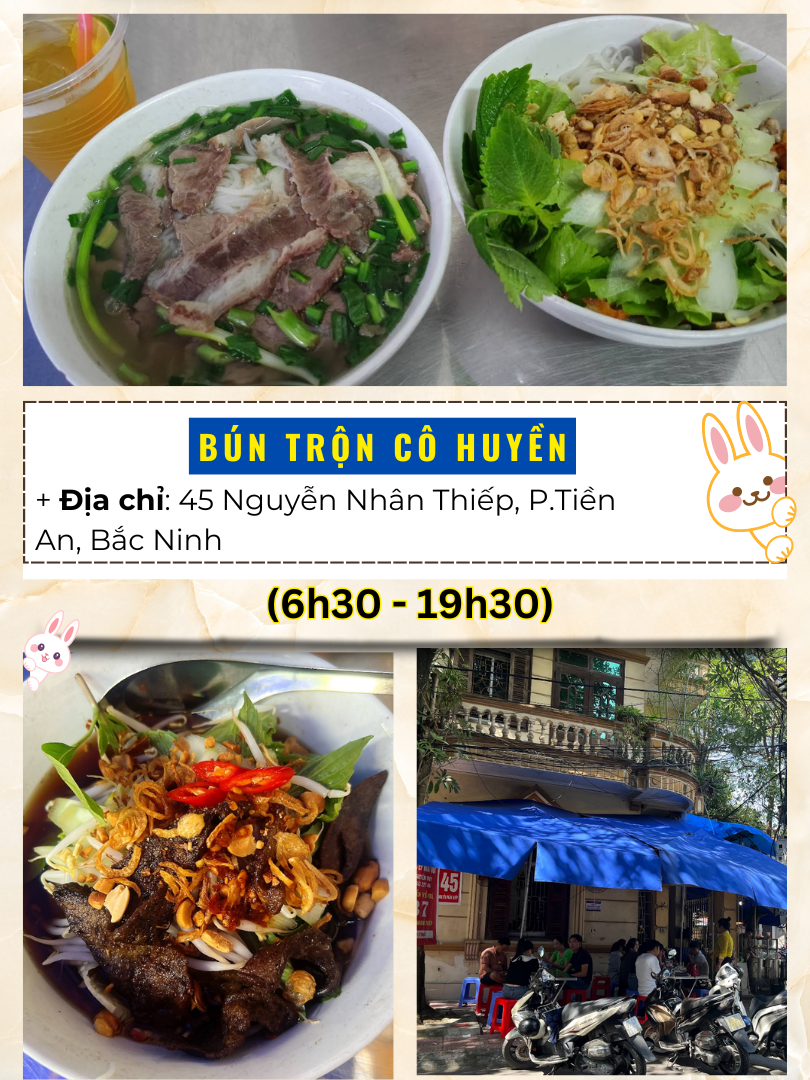 Review quán ăn ngon Bắc Ninh. Bún trộn cô Huyền