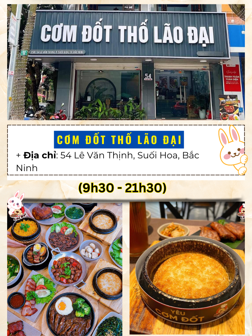 TOP nhà hàng, quán ăn ngon rẻ ở Bắc Ninh. Cơm đốt thố Lão Đại