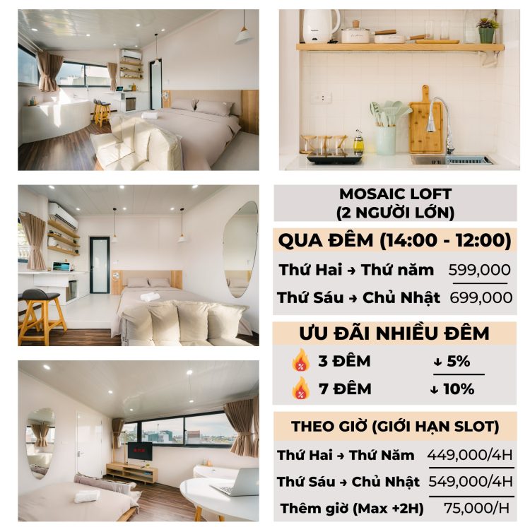 Top homestay ở Hà Nội. Phòng Mosaic Loft của Nhà Ngõ Gạch