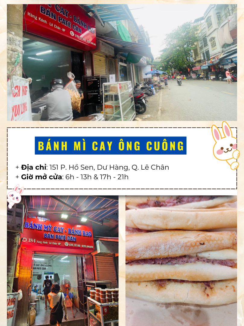Những nhà hàng, quán ăn ngon rẻ ở Hải Phòng. Bánh mì cay Ông Cuông