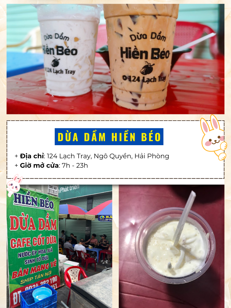 Review ăn uống ở Hải Phòng đi đâu, ăn gì ngon? Dừa dầm Hiền Béo