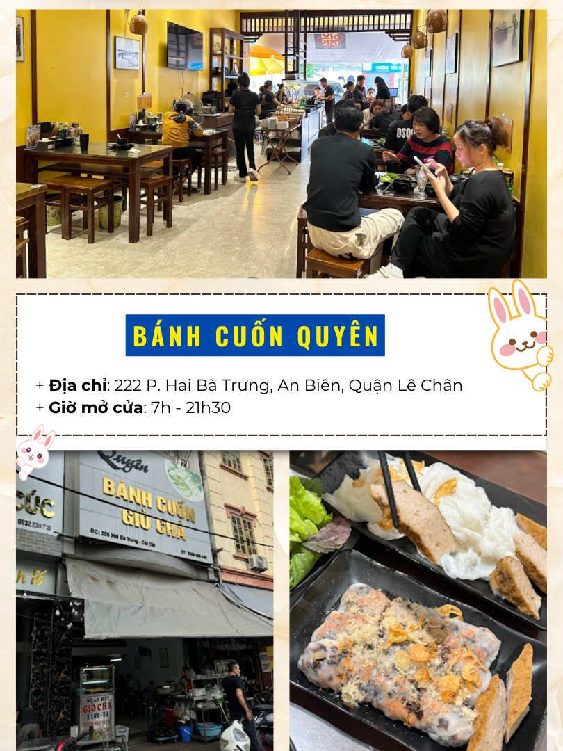Review các quán ăn ngon rẻ ở Hải Phòng. Du lịch Hải Phòng ăn quán nào? Bánh cuốn Quyên