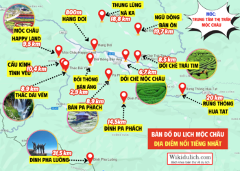 Bản đồ các địa điểm du lịch Mộc Châu