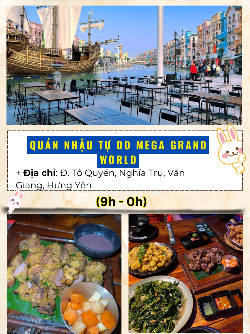 Địa chỉ quán ăn ngon nổi tiếng Hưng Yên. Quán nhậu tự do Mega Grand World
