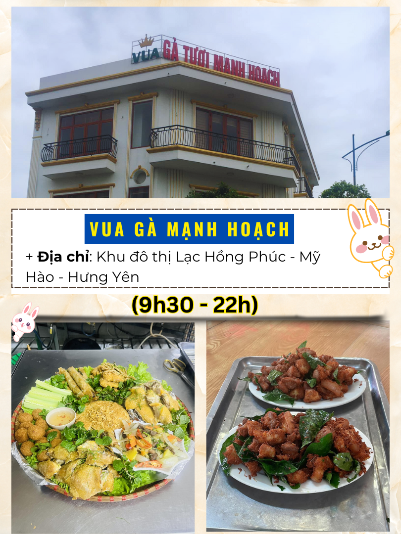 Quán ăn nào ngon ở Hưng Yên. Vua gà Mạnh Hoạch