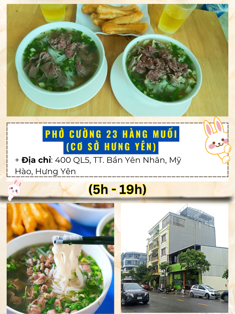 Quán ăn ngon Hưng Yên nổi tiếng. Phở Cường 23 Hàng Muối Hưng Yên