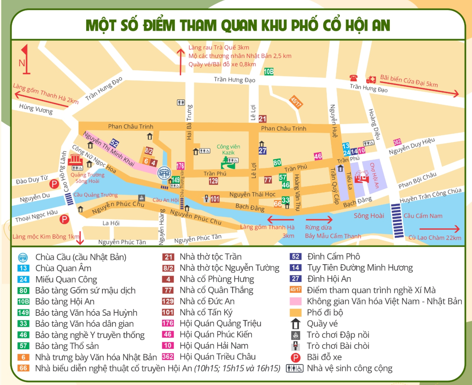 Bản đồ các điểm du lịch ở phố cổ Hội An